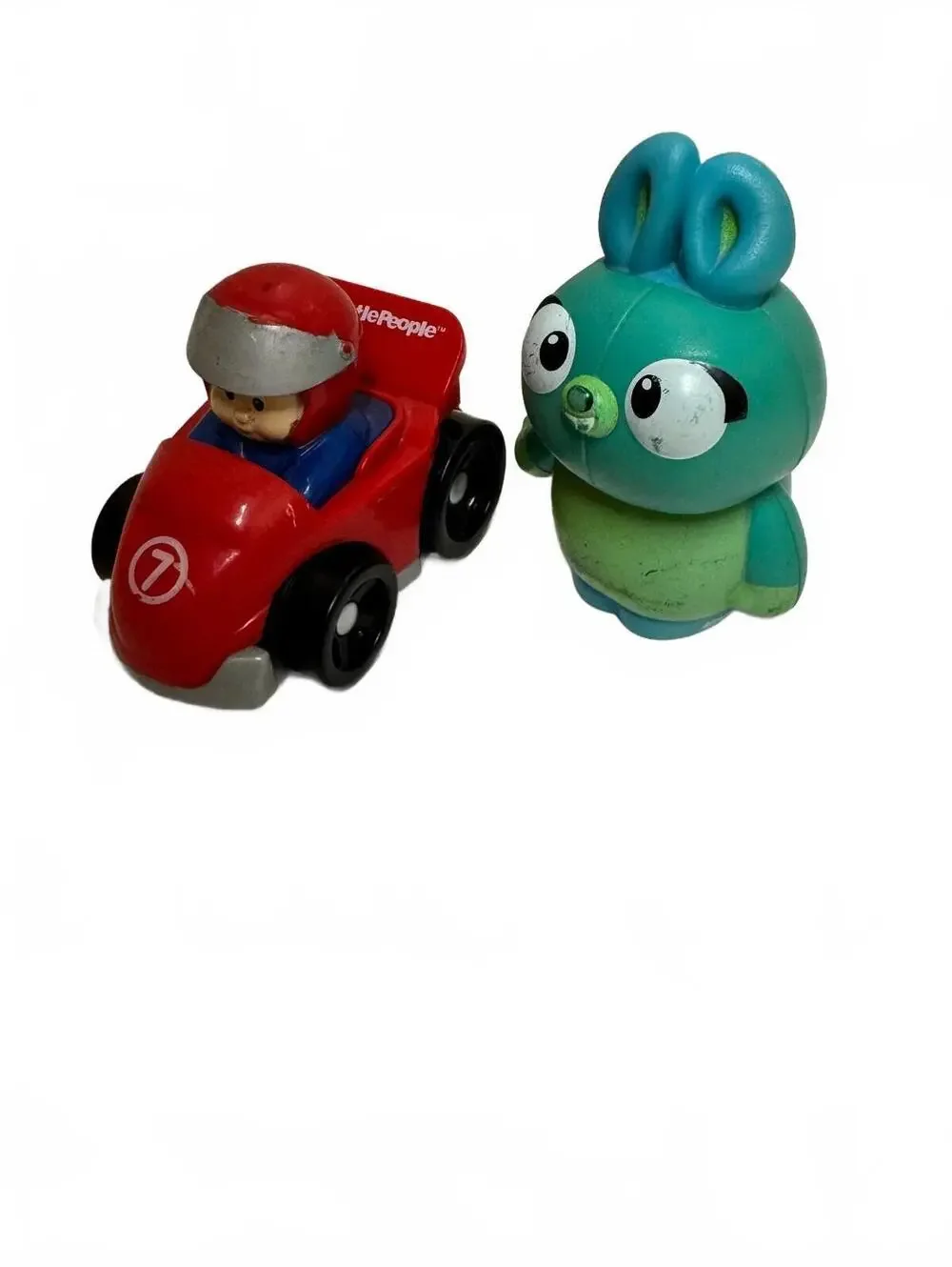 Fisher-Price Little People Toy Story 4 Bunny Figure & Red Race Car #7 Wheelies